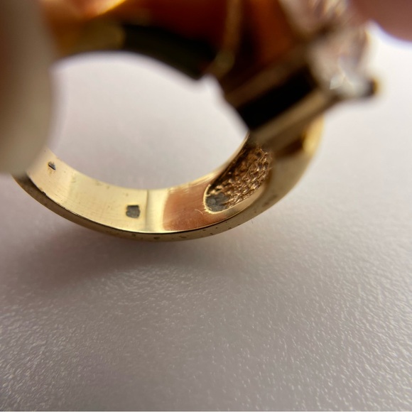 Gold marquise cut cubic zirconia solitaire ring. Size 5.75. - Picture 5 of 5